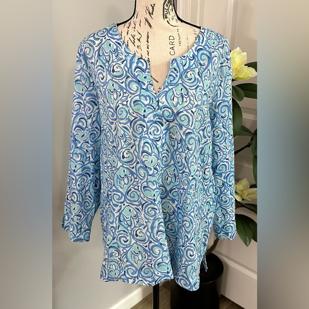💙☀️Lilly Pulitzer Amelia Island Tunic - Chasing Tail Print💙☀️ - Picture 12 of 12